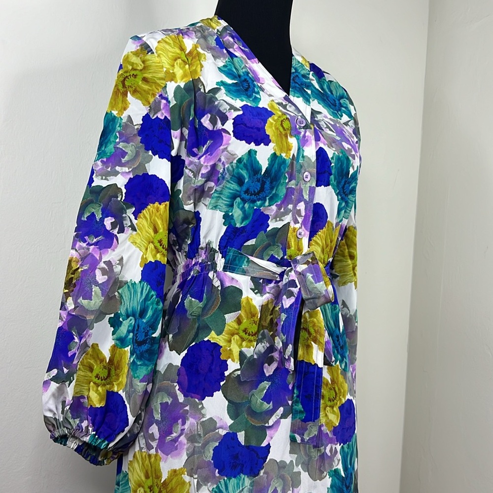 TUCKER Floral Silk Dress XS - Picture 2 of 9